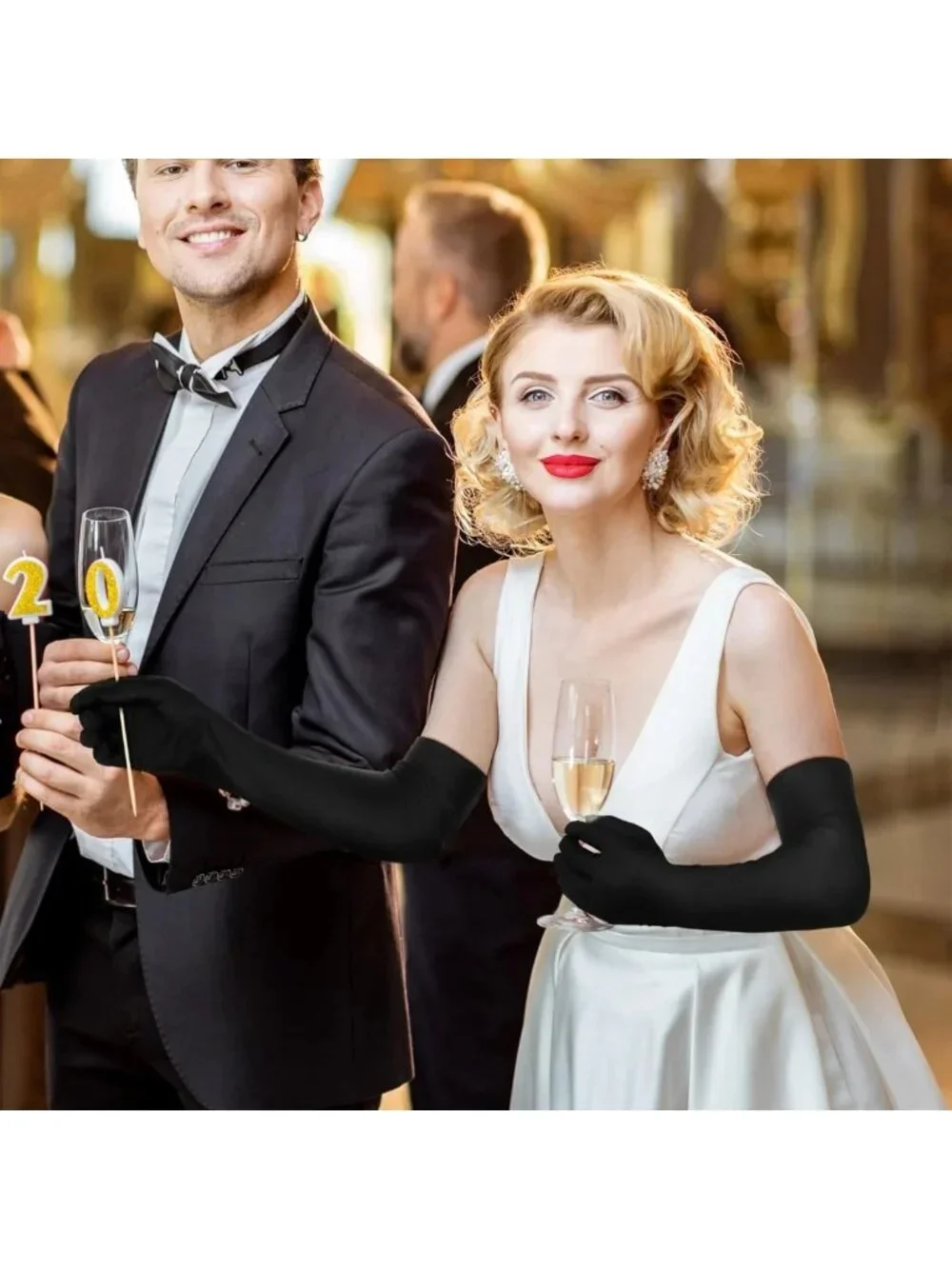 Elegant Long Satin Gloves for Women - 12 Pairs Elbow Opera Costume Formal Wear